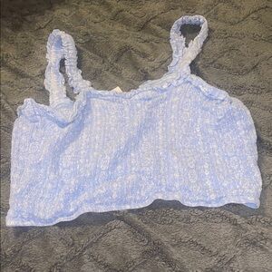 No Boundaries Light Blue Smocked Cropped Tank